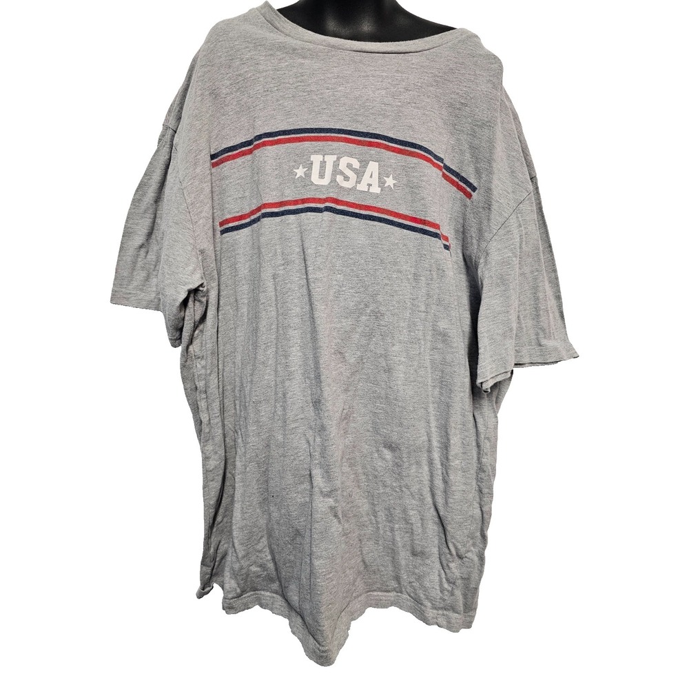 Men's small gray‎ short sleeve tshirt with USA stars stripes